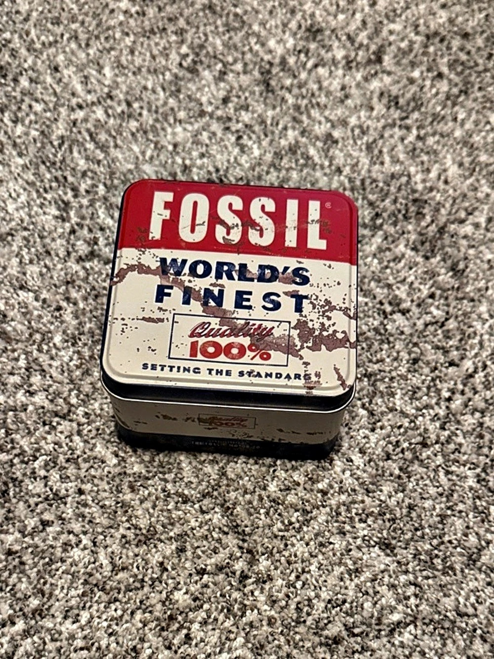 Fossil World's Finest Collectible Watch Tin Blue & Red